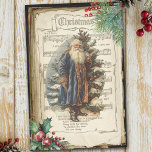 Oude Wereld Vader Kerst & Bladmuziek Decoupage Tissuepapier<br><div class="desc">Heerlijk staand portret van de oude wereld Vader Kerstmis in blauwe gewaden met besneeuwde boom,  antiek kerstbladmuziek op gescheurde pagina's met heilige en dennenranden.</div>