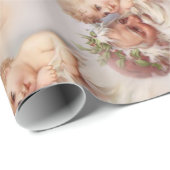 Oude Wereld Victoriaans Sinterklaas en Cherub Cadeaupapier (Rol Hoek)