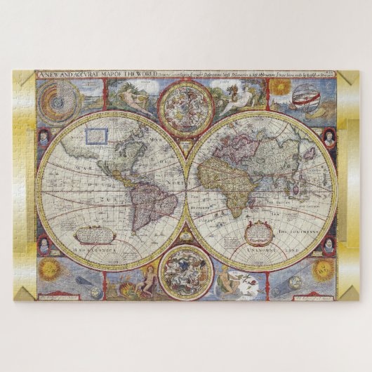 Oude Wereld Vintage Kaart Legpuzzel (Horizontaal)