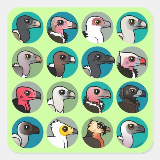 Oude Wereld Vultures Vierkante Sticker (Voorkant)