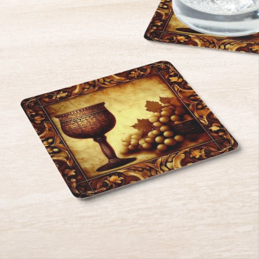 Oude Wereld Wijn Onderzetter / Chalices en Goblets (Schuin)