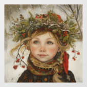 Oude Wereld Winter Kind Raamsticker (Vel)