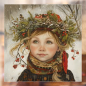 Oude Wereld Winter Kind Raamsticker (Vel 2)