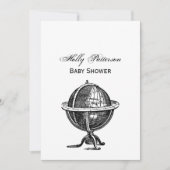 Oude Wereldbol Lithografie Tekening Zwart-Wit Kaart (Voorkant)