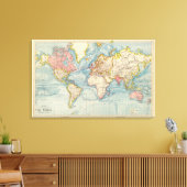 Oude Wereldkaart 1883 Antiek kaart Canvas Afdruk (Insitu (Woonkamer))
