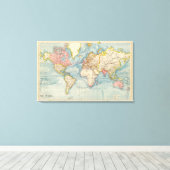 Oude Wereldkaart 1883 Antiek kaart Canvas Afdruk (Insitu (Houten vloer))