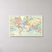 Oude Wereldkaart 1883 Antiek kaart Canvas Afdruk (Voorkant)