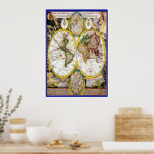 Oude wereldkaart 2 poster (Keuken)