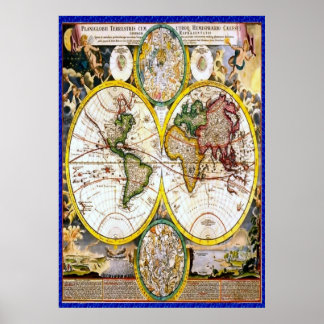 Oude wereldkaart 2 poster