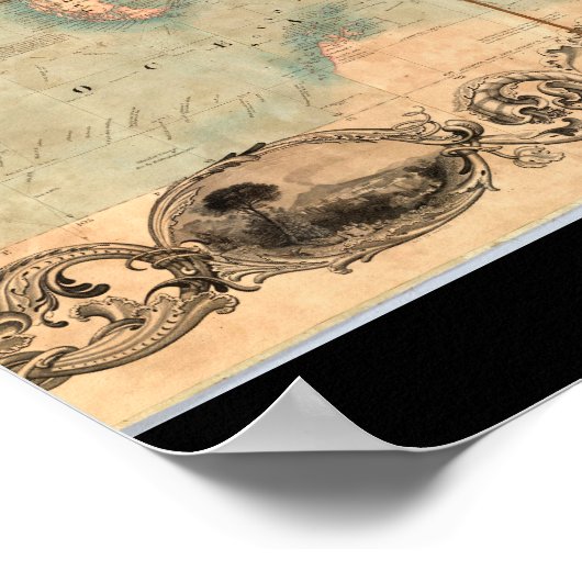 Oude Wereldkaart 4 Poster (Hoek)