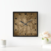 Oude Wereldkaart - Aangepaste klok (Huis)