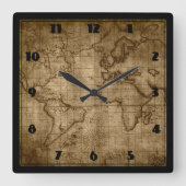 Oude Wereldkaart - Aangepaste klok (Voorkant)