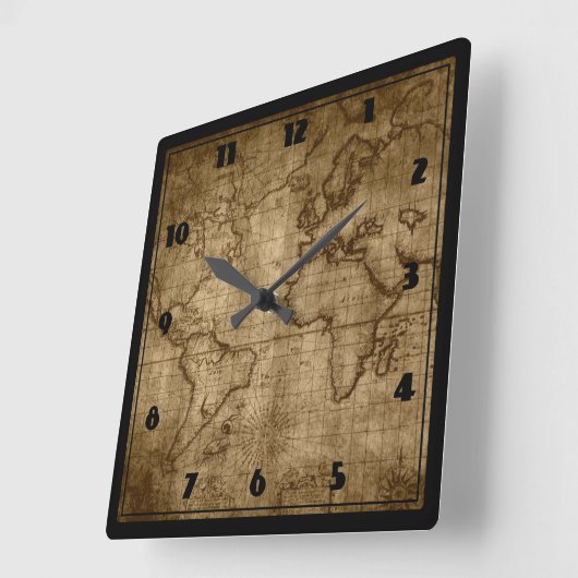 Oude Wereldkaart - Aangepaste klok (Hoek)