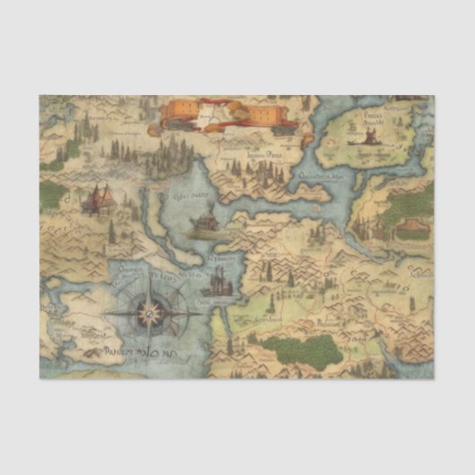 Oude Wereldkaart Antiek  Decoupage Document Tissuepapier (Voorkant)