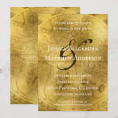  Oude Wereldkaart Antiek  goud Save The Date (Voorkant / Achterkant)