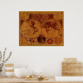 OUDE WERELDKAART Art Poster (Keuken)
