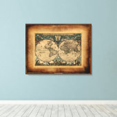 Oude Wereldkaart Art Poster Canvas Afdruk (Insitu (Houten vloer))