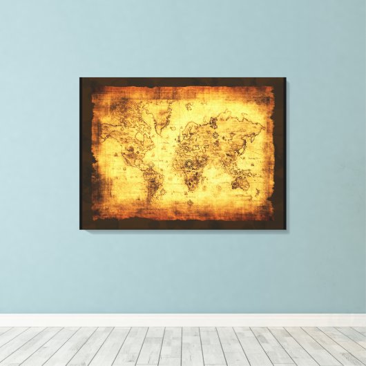 Oude Wereldkaart Art Print (Insitu (Houten vloer))