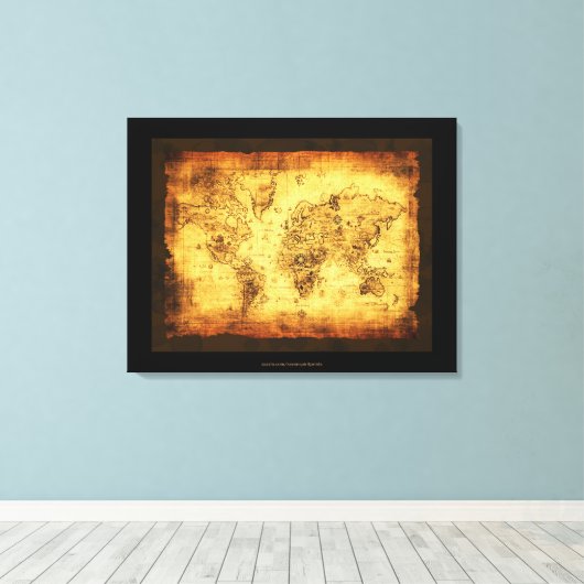 Oude Wereldkaart Art Print (Insitu (Houten vloer))