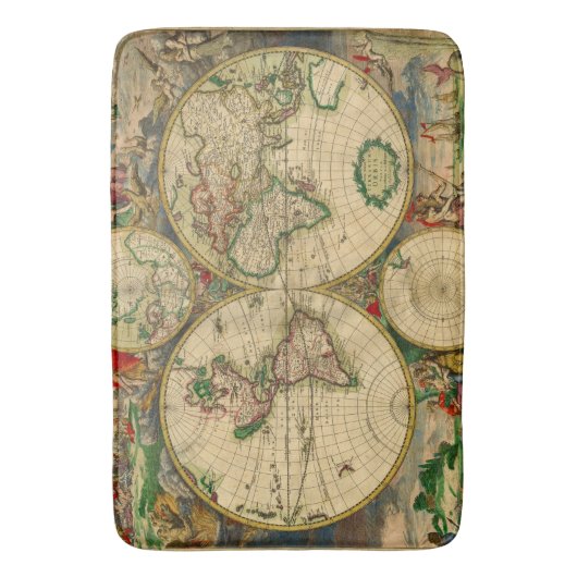  oude wereldkaart badmat (Voorkant Verticaal)