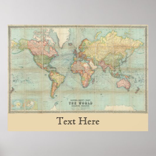 Oude Wereldkaart Bartholomew's wereldkaart Poster (Voorkant)