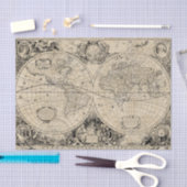  Oude Wereldkaart Beige Tissuepapier (Craft)