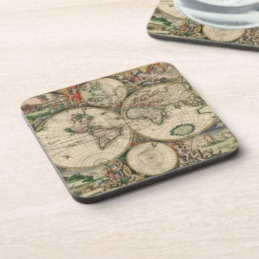 Oude Wereldkaart Bier Onderzetter (Linkerzijde)