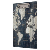 Oude Wereldkaart blauw Klembord (Links)