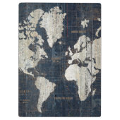 Oude Wereldkaart blauw Klembord (Achterkant)