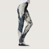 Oude Wereldkaart blauw Leggings (Rechts)