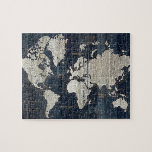 Oude Wereldkaart blauw Legpuzzel (Horizontaal)