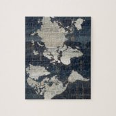 Oude Wereldkaart blauw Legpuzzel (Verticaal)
