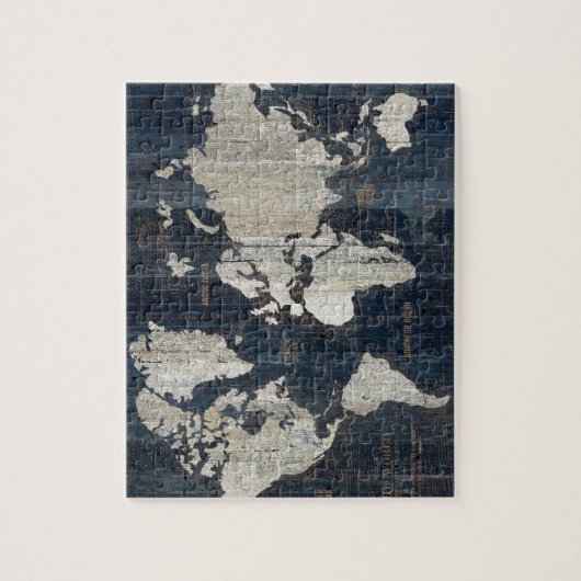 Oude Wereldkaart blauw Legpuzzel (Verticaal)