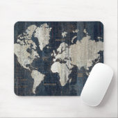 Oude Wereldkaart blauw Muismat (Met muis)