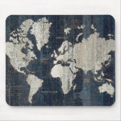 Oude Wereldkaart blauw Muismat (Voorkant)