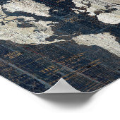 Oude Wereldkaart blauw Poster (Hoek)