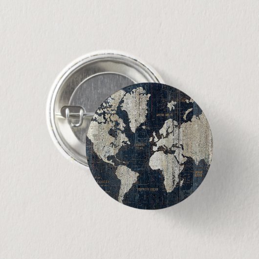 Oude Wereldkaart blauw Ronde Button 3,2 Cm (Voorkant /achterkant)