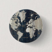 Oude Wereldkaart blauw Ronde Button 3,2 Cm (Voorkant)