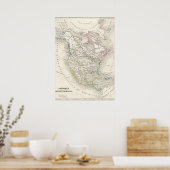 oude wereldkaart brengt Amerika in kaart Poster (Keuken)