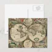 Oude wereldkaart briefkaart (Voorkant / Achterkant)