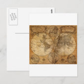 Oude Wereldkaart Briefkaart (Voorkant / Achterkant)