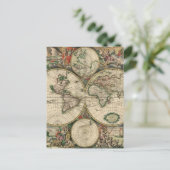 Oude wereldkaart briefkaart (Staand voorkant)