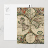 Oude wereldkaart briefkaart (Voorkant / Achterkant)