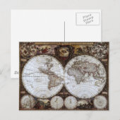 Oude Wereldkaart Briefkaart (Voorkant / Achterkant)