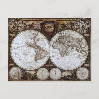 Oude Wereldkaart Briefkaart