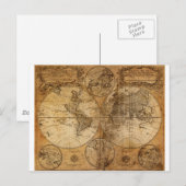 Oude  Wereldkaart Briefkaart (Voorkant / Achterkant)
