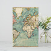 Oude wereldkaart briefpapier (Staand voorkant)