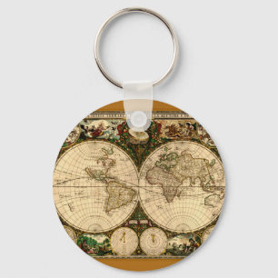 Oude Wereldkaart cadeaus Sleutelhanger