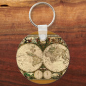 Oude Wereldkaart cadeaus Sleutelhanger (Voorkant)