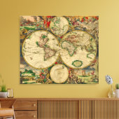 oude Wereldkaart Canvas Afdruk (Insitu (Woonkamer))